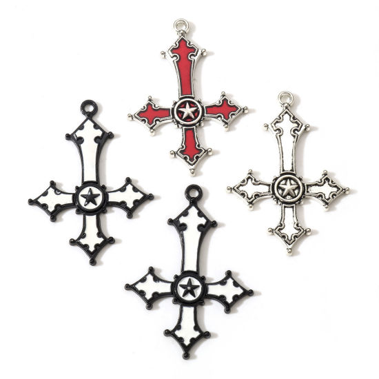 Picture of Zinc Based Alloy Religious Pendants Cross Pentagram Star 5.4cm x 3.9cm