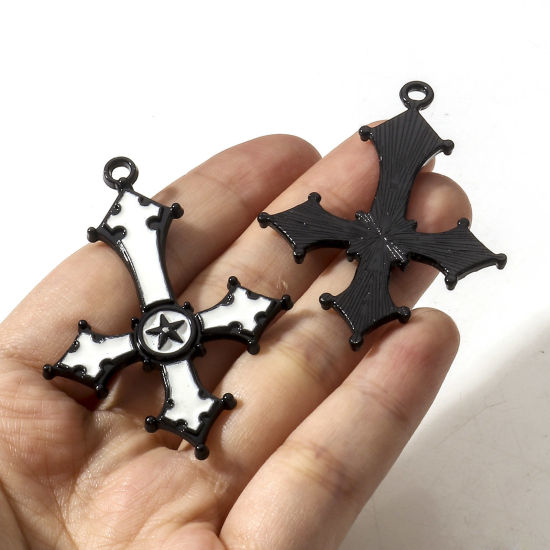 Picture of Zinc Based Alloy Religious Pendants Cross Pentagram Star 5.4cm x 3.9cm