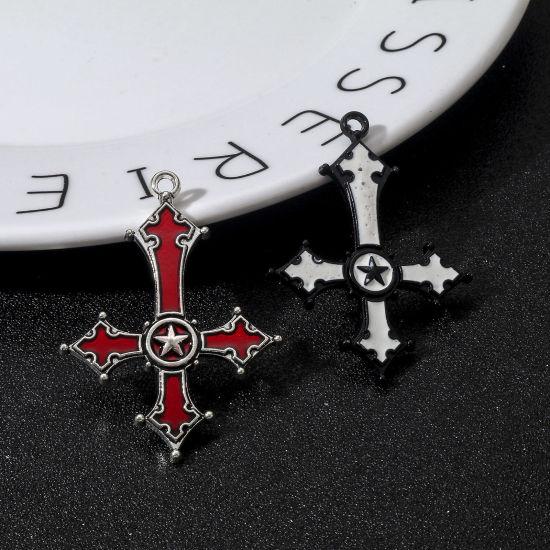 Picture of Zinc Based Alloy Religious Pendants Cross Pentagram Star 5.4cm x 3.9cm