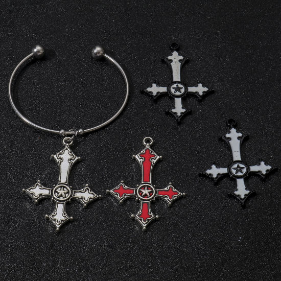 Picture of Zinc Based Alloy Religious Pendants Cross Pentagram Star 5.4cm x 3.9cm