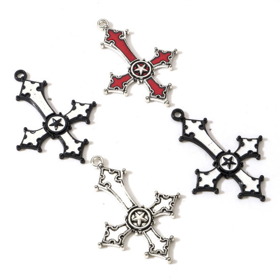 Picture of Zinc Based Alloy Religious Pendants Cross Pentagram Star 5.4cm x 3.9cm