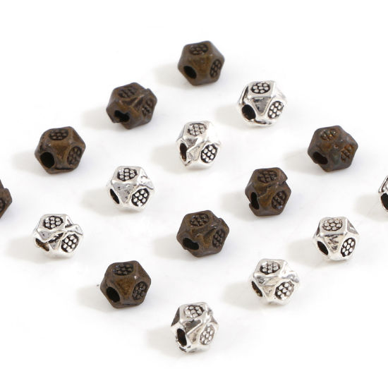 Picture of Zinc Based Alloy Spacer Beads For DIY Jewelry Making Multicolor Cube Plum Flower About 3.5mm x 3.5mm