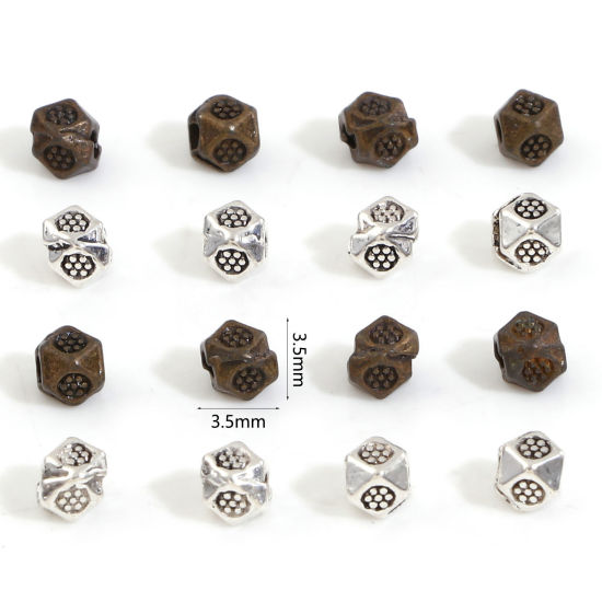 Picture of Zinc Based Alloy Spacer Beads For DIY Jewelry Making Multicolor Cube Plum Flower About 3.5mm x 3.5mm