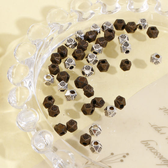 Picture of Zinc Based Alloy Spacer Beads For DIY Jewelry Making Multicolor Cube Plum Flower About 3.5mm x 3.5mm