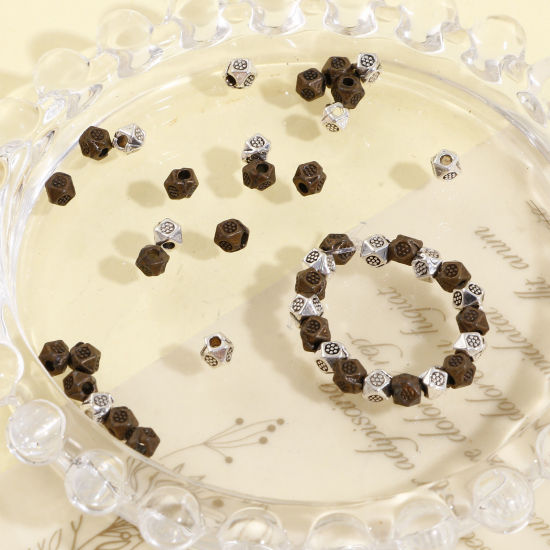 Picture of Zinc Based Alloy Spacer Beads For DIY Jewelry Making Multicolor Cube Plum Flower About 3.5mm x 3.5mm