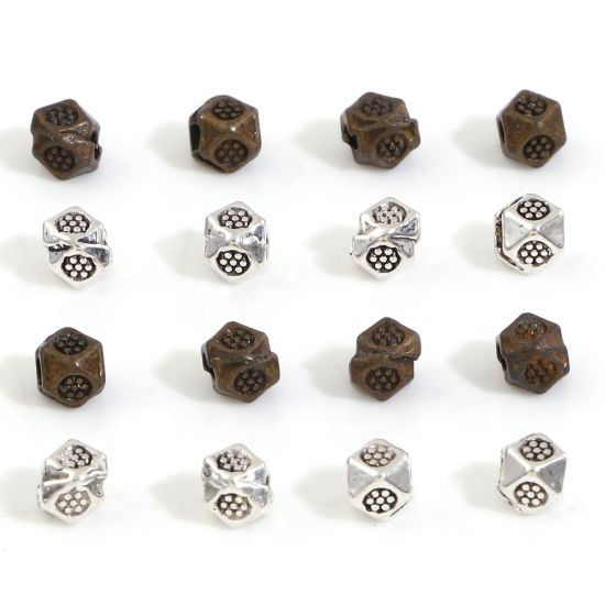 Picture of Zinc Based Alloy Spacer Beads For DIY Jewelry Making Multicolor Cube Plum Flower About 3.5mm x 3.5mm
