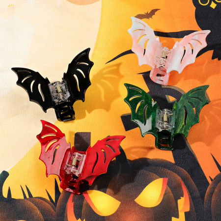 Picture of Resin Gothic Hair Claw Clips Clamps Multicolor Halloween Bat Animal