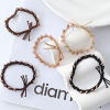 Picture of Polyester Stylish Ponytail Holder Hair Ties Band Scrunchies Multicolor Braided Weave Textured Elastic Clear Rhinestone