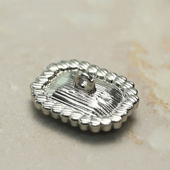 Picture of Alloy Metal Sewing Shank Buttons Rectangle Multicolor Rhinestone