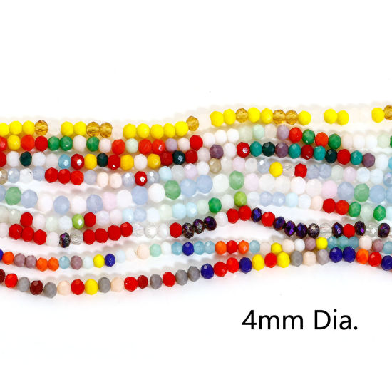 Image de 2 Enfilades Perles pour DIY Fabrication de Bijoux de Charme en Verre Abaque Multicolore A Facettes, Env. 4mm Dia