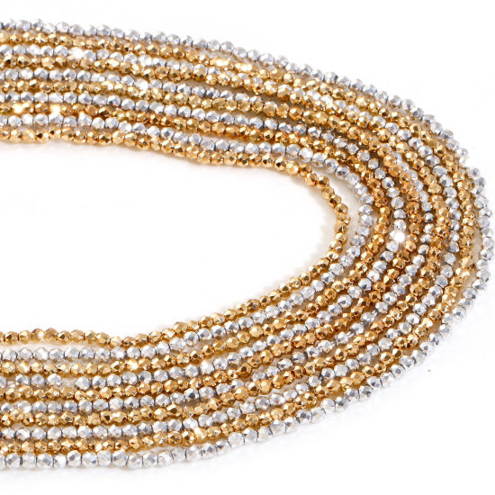 Image de 1 Enfilade Perles pour DIY Fabrication de Bijoux de Charme en Verre Rond Multicolore A Facettes, Env. 2mm Dia