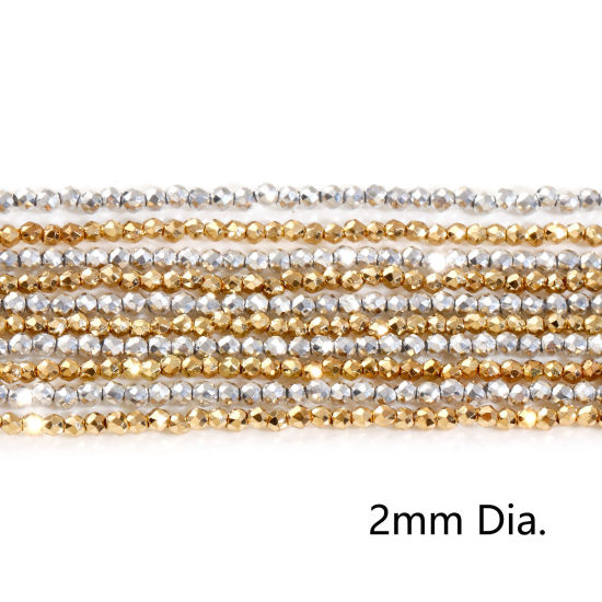 Image de 1 Enfilade Perles pour DIY Fabrication de Bijoux de Charme en Verre Rond Multicolore A Facettes, Env. 2mm Dia