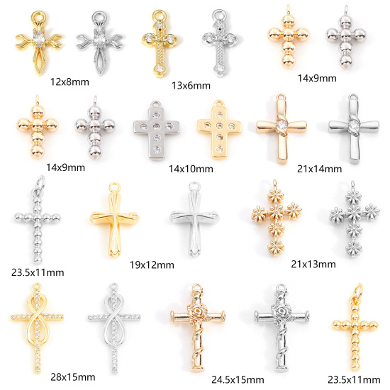 Picture of Brass Religious Charms Real Gold Plated Cross