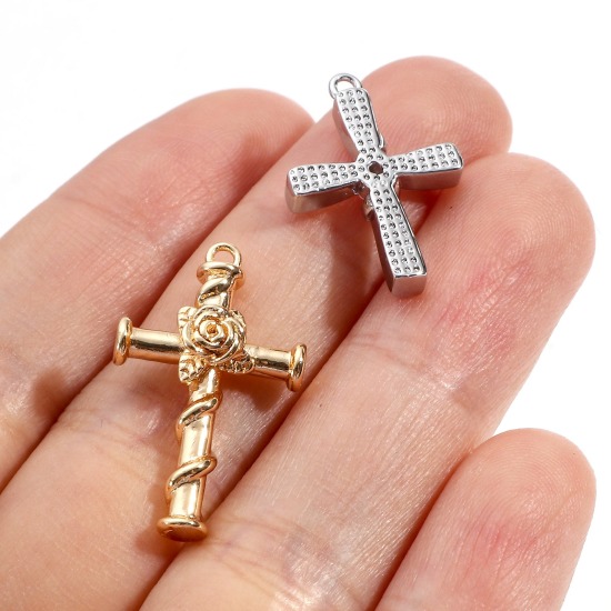 Picture of Brass Religious Charms Real Gold Plated Cross