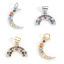 Image de Breloques en Laiton Demi Lune Plaqué Or Véritable Arc-en-ciel Micro Pave à Zircone Cubique Multicolore 2 Pcs