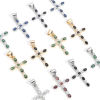 Bild von 1 Stück Messing Religiös Charm-Anhänger Echtgold plattiert Kreuz Bunt Zirkonia 27mm x 14mm