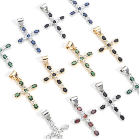 1 Stück Messing Religiös Charm-Anhänger Echtgold plattiert Kreuz Bunt Zirkonia 27mm x 14mm 1 Stück Messing Religiös Charm-Anhänger Echtgold plattiert Kreuz Bunt Zirkonia 27mm x 14mm