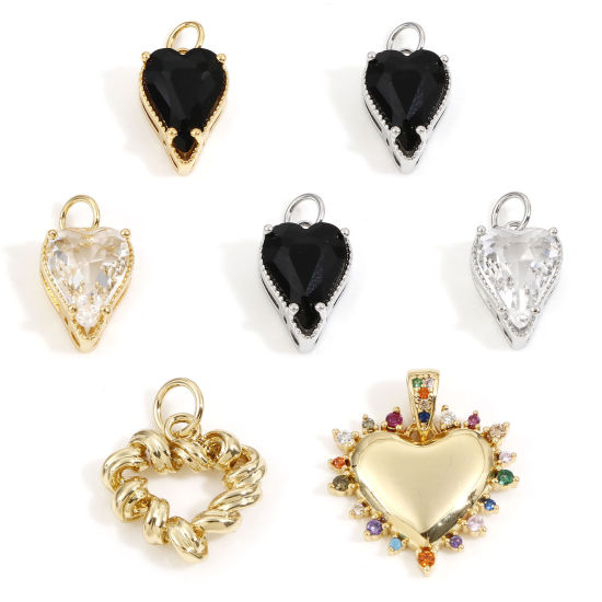 Image de Breloques La Saint Valentin en Laiton Cœur Plaqué Or Véritable 1 Pièce
