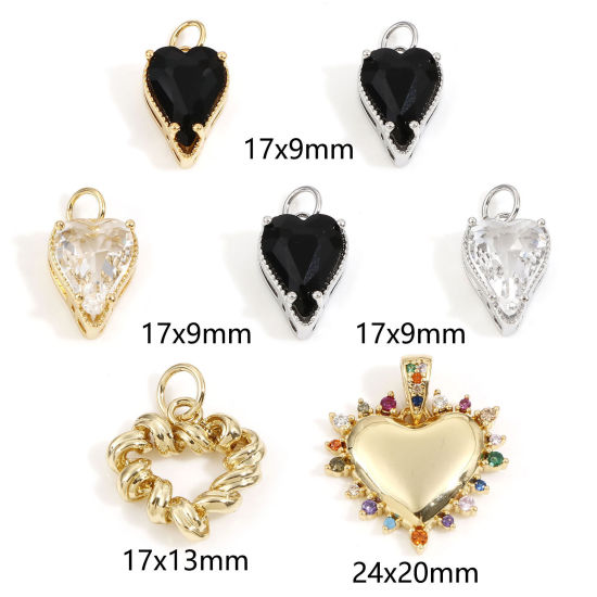 Image de Breloques La Saint Valentin en Laiton Cœur Plaqué Or Véritable 1 Pièce