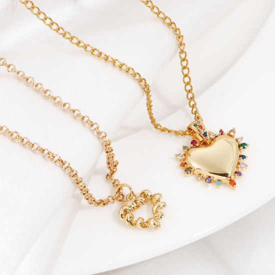 Image de Breloques La Saint Valentin en Laiton Cœur Plaqué Or Véritable 1 Pièce