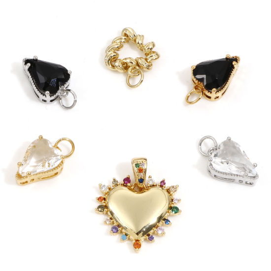 Image de Breloques La Saint Valentin en Laiton Cœur Plaqué Or Véritable 1 Pièce