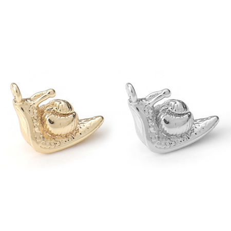 Picture of Brass Charms Real Gold Plated Snail Animal 3D 9mm x 7.5mm