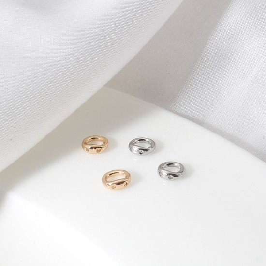 Image de Fermoirs Forme Arc en Laiton Rond Plaqué Or Véritable 5.2mm x 5mm, 10 Pcs