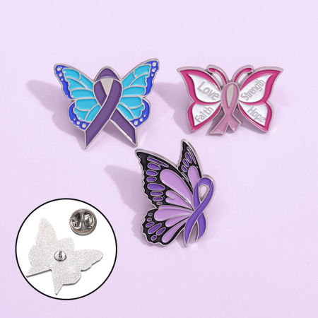 Image de Broche Epingle Insecte Papillon Rubans Multicolore Émail 1 Pièce