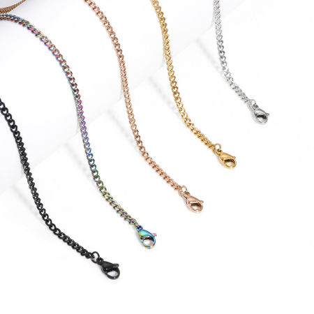 Picture of Wholesale Curb Link Chain Necklace, 304 Stainless Steel, Unisex Minimalist Gift Jewelry For Retailer, 40cm(15.7") long, 1 Piece