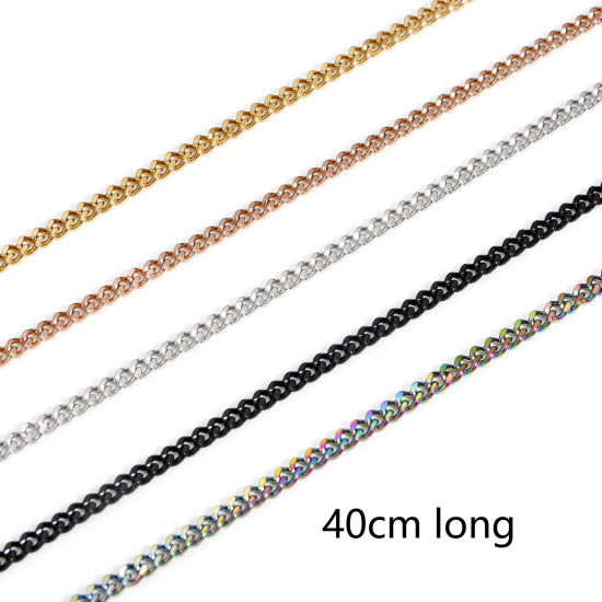 Immagine di 304 Acciaio Inossidabile Catena Singolare Collana 40cm Lunghezza, 1 Pz