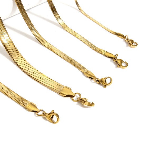 Picture of 304 Stainless Steel Snake Chain Bracelets Gold Plated With Lobster Claw Clasp And Extender Chain