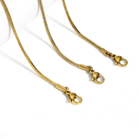 Picture of Wholesale Snake Chain Necklace, Gold Plated 304 Stainless Steel, Unisex Minimalist Gift Jewelry For Retailer, 1 Piece