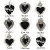 Picture of Zinc Based Alloy Religious Pendants Antique Silver Color Black Ex Voto Heart Enamel