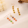 Picture of Brass Pastoral Style Tassel Earrings Gold Plated Multicolor Daisy Flower Enamel