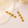Picture of Brass Pastoral Style Tassel Earrings Gold Plated Multicolor Daisy Flower Enamel