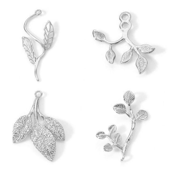 Immagine di Ottone Charms Foglia Vero Oro Placcato 2 Pz