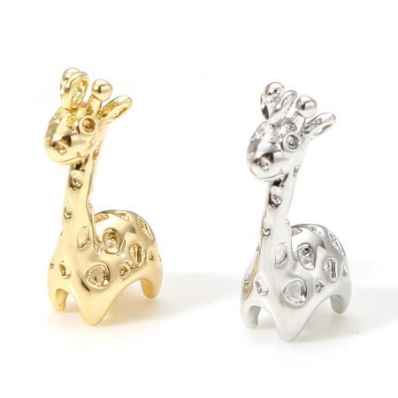 Brass Charms Real Gold Plated Giraffe Animal 3D 16mm x 10mm