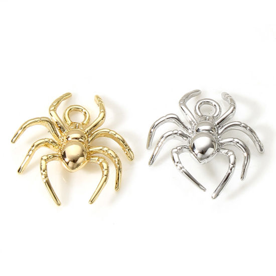 Picture of Brass Halloween Charms Real Gold Plated Halloween Spider Animal 3D 17mm x 16mm