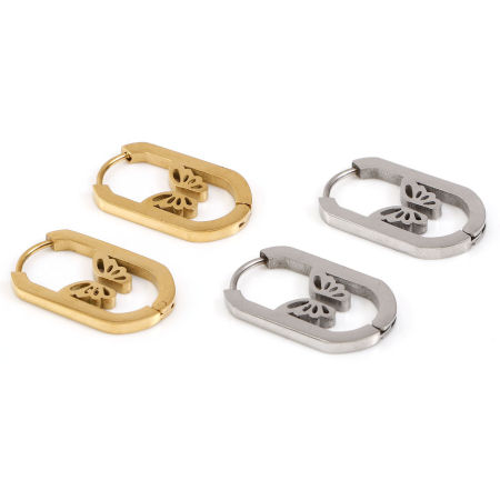 304 Stainless Steel Hoop Earrings Oval Butterfly Hollow 22mm x 14mm