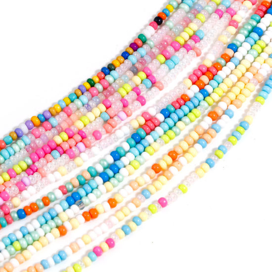 Image de Perles pour DIY Fabrication de Bijoux de Charme en Verre Colonne Couleur Mélangée Au Hasard 3mm x 2mm, Trou: 0.6mm, 40cm long, 1 Enfilade (Env. 190 - 200 Pcs/Enfilade)