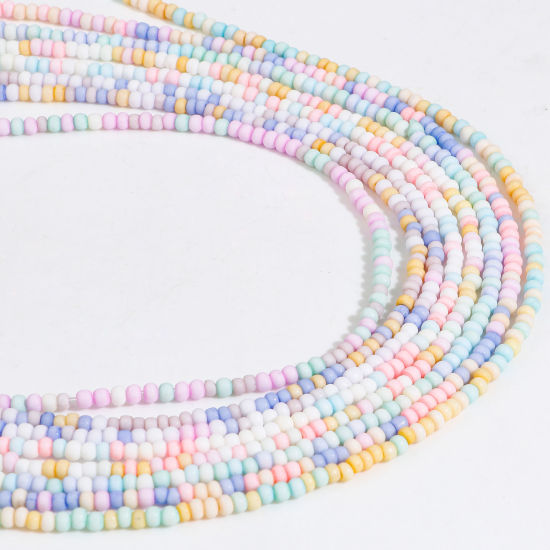 Image de Perles pour DIY Fabrication de Bijoux de Charme en Verre Colonne Couleur Mélangée Au Hasard Givré 3mm x 2mm, Trou: 0.6mm, 40cm long, 1 Enfilade (Env. 190 - 200 Pcs/Enfilade)