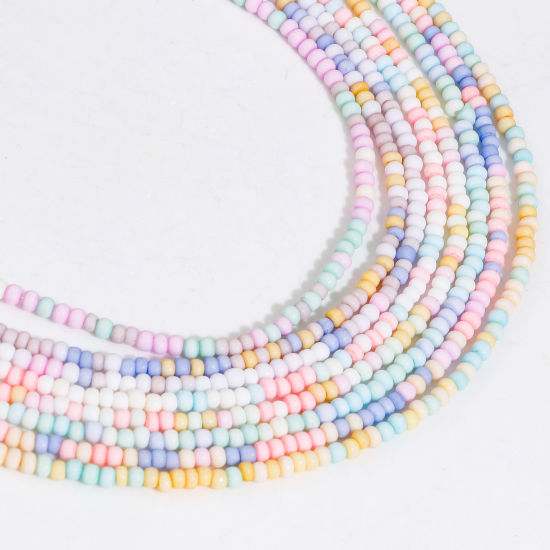 Image de Perles pour DIY Fabrication de Bijoux de Charme en Verre Colonne Couleur Mélangée Au Hasard Givré 3mm x 2mm, Trou: 0.6mm, 40cm long, 1 Enfilade (Env. 190 - 200 Pcs/Enfilade)