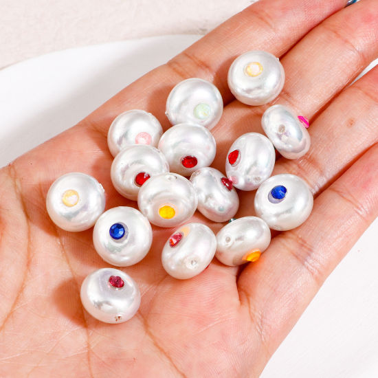 Image de Perles pour DIY Fabrication de Bijoux de Charme en Acrylique Baroque Blanc à Strass Couleur Mélangée Au Hasard Imitation Perles 5 Pcs