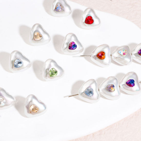 Image de Perles pour DIY Fabrication de Bijoux de Charme en Acrylique Baroque Blanc à Strass Couleur Mélangée Au Hasard Imitation Perles 5 Pcs
