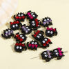 Picture of Zinc Based Alloy Spacer Beads For DIY Jewelry Making Black Cat Animal Multicolor Rhinestone Enamel About 17mm x 16mm