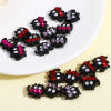 Picture of Zinc Based Alloy Spacer Beads For DIY Jewelry Making Black Cat Animal Multicolor Rhinestone Enamel About 17mm x 16mm