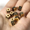 Picture of Brass Simple Beads For DIY Jewelry Making 18K Real Gold Plated Multicolor Cube Initial Alphabet/ Capital Letter Enamel Message " A-Z "