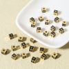 Picture of Brass Simple Beads For DIY Jewelry Making 18K Real Gold Plated Multicolor Cube Initial Alphabet/ Capital Letter Enamel Message " A-Z "