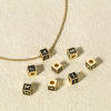 Picture of Brass Simple Beads For DIY Jewelry Making 18K Real Gold Plated Multicolor Cube Initial Alphabet/ Capital Letter Enamel Message " A-Z "