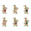 Image de Breloques Micro Pave en Laiton Ours Plaqué Or Véritable 18K à Zircone Cubique Clair à Strass Coloré 24.5mm x 12mm, 1 Pièce